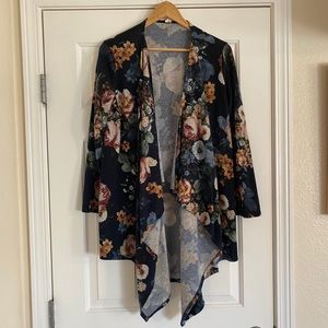 Pink Blush Navy Floral Open Flowy Cardigan